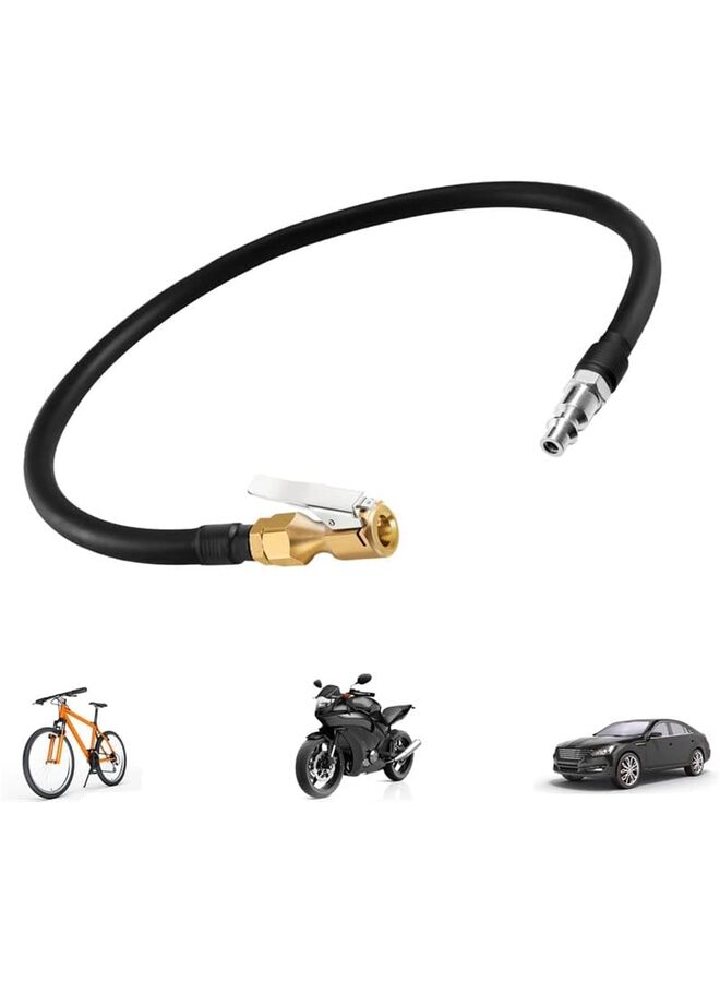 LAMAY Inflatable Extension Rubber Hose,Tire Inflator Extension Tube Tyre Pump Quick Inflation Chuck Adapter Hose Quick-Inflation Clip,with Clip for Car,Bike,Truck Shrader Valve (Size : 20CM) - Image 1